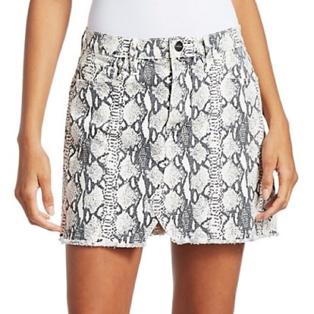 NWT FRAME Le Mini Split Front Python-Print Skirt … - image 3